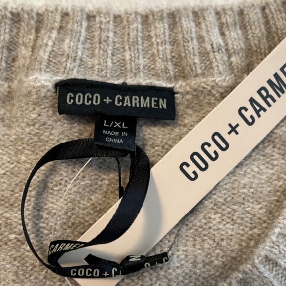 NWT Coco + Carmen Ribbed Hem Faux Fur Pocket Knit Sweater Tunic Top Dress L/XL - Picture 5 of 10